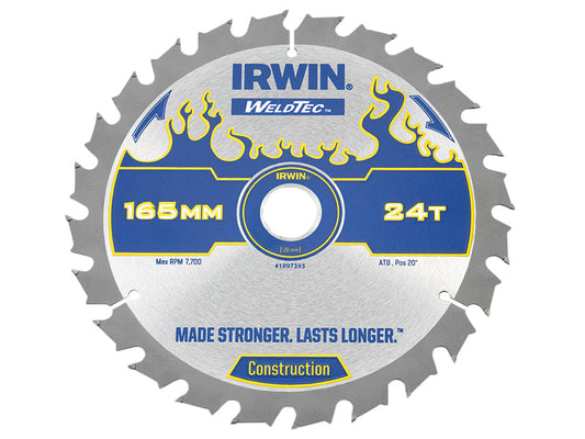 Weldtec Cordless Circular Saw Blade 165 x 20mm x 24T ATB, IRWIN®