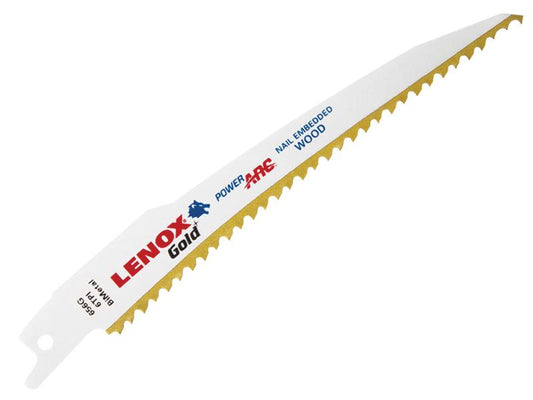 656GR Gold® Wood Cutting Reciprocating Saw Blades 150mm 6 TPI (Pack 5), LENOX