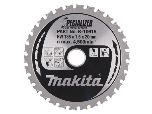 B-10615 Metal Cutting Circular Saw Blade 136 x 20mm x 30T, Makita