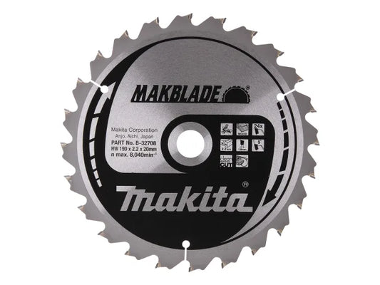 B-32708 MAKBLADE Mitre Saw Blade 190 x 20mm x 24T, Makita