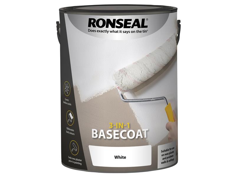 3-in-1 Basecoat White 5 litre, Ronseal