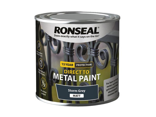 Direct to Metal Paint Storm Grey Matt 250ml, Ronseal