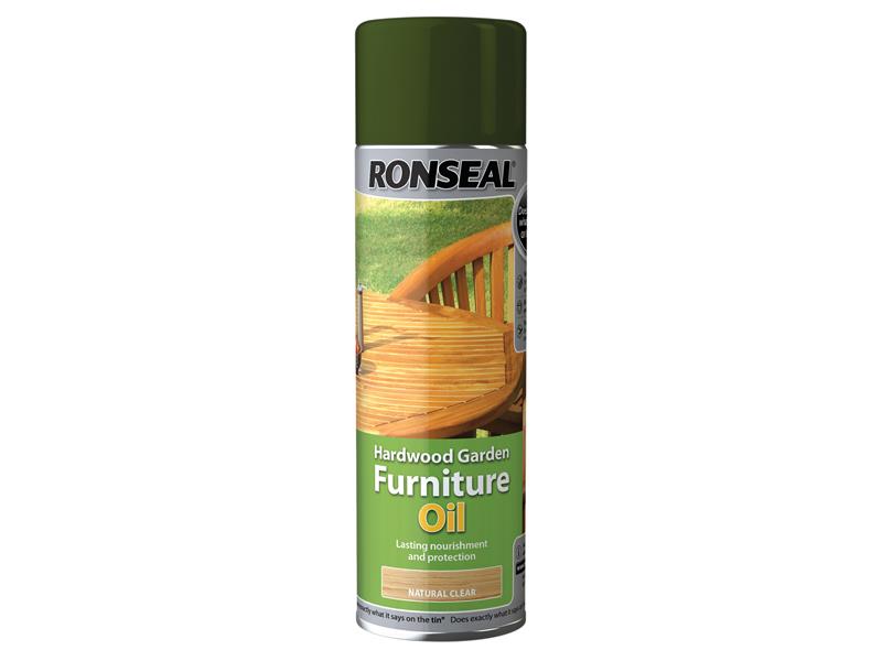 Hardwood Garden Furniture Oil Natural Clear Aerosol 500ml, Ronseal