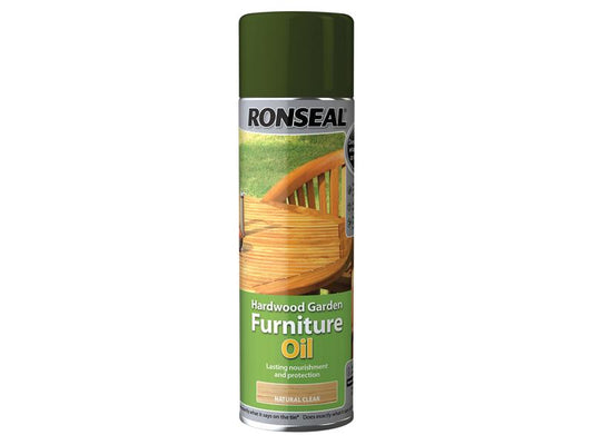 Hardwood Garden Furniture Oil Natural Clear Aerosol 500ml, Ronseal