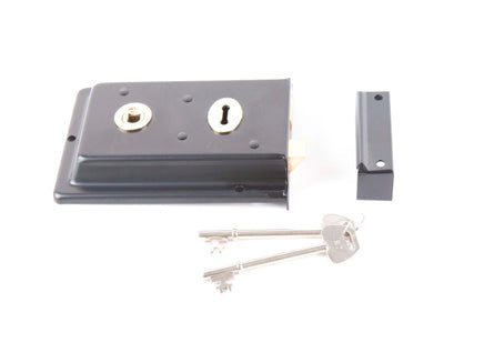 Narrow Style Rimlock BLK - 140mm x 76mm - KX142, Morgans OJ