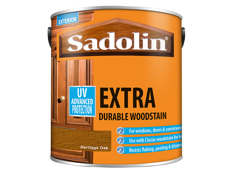 Extra Durable Woodstain Heritage Oak 2.5 litre, Sadolin