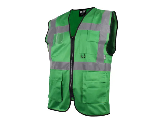 Hi-Vis Utility Green Waistcoat - L (44in), Scan