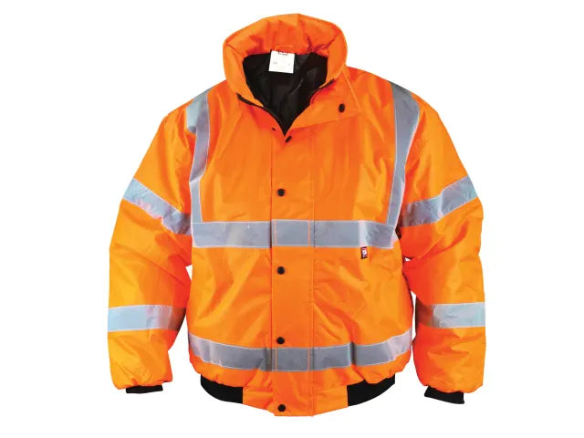 Hi-Vis Bomber Jacket Orange - XXL (52in), Scan