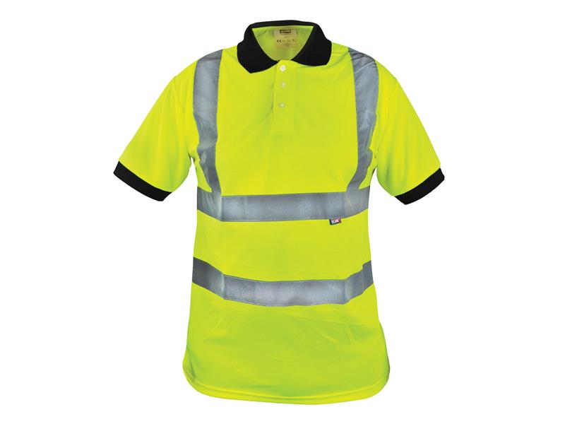 Hi-Vis Yellow Polo Shirt - M (40in), Scan