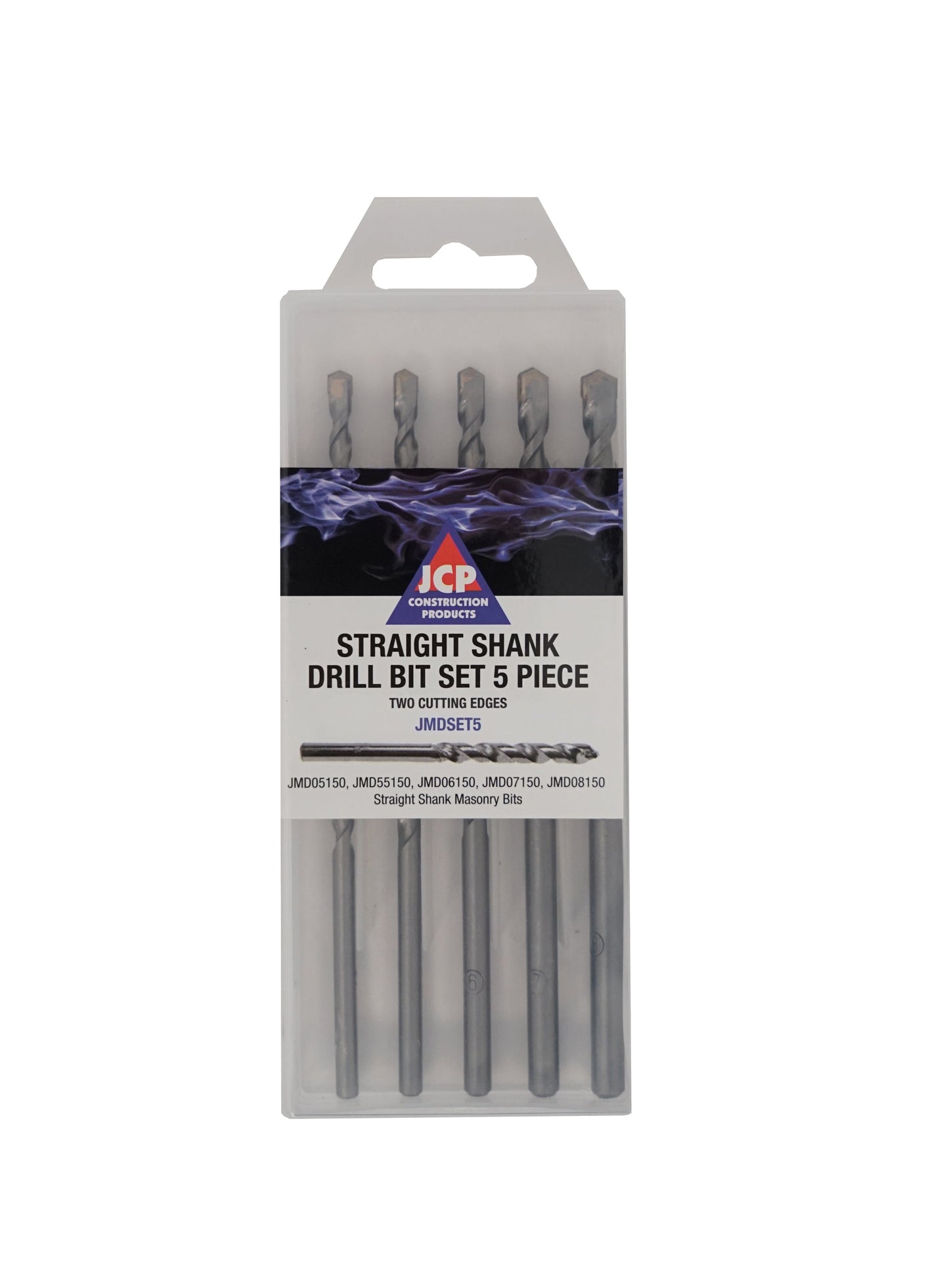 Masonry Straight Shank Drill Bit Set 5 Piece - 2 Cutting Edges - 5, 5.5, 6, 7 and 8mm, Morgans OJ