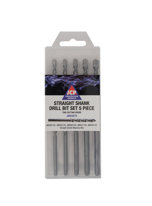 Masonry Straight Shank Drill Bit Set 5 Piece - 2 Cutting Edges - 5, 5.5, 6, 7 and 8mm, Morgans OJ