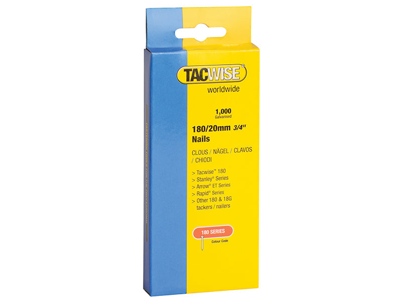 180 18 Gauge 20mm Nails (Pack 1000), Tacwise