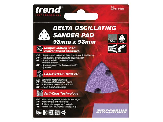 Zirconium Delta Sanding Sheets 93mm 40G (Pack 10)