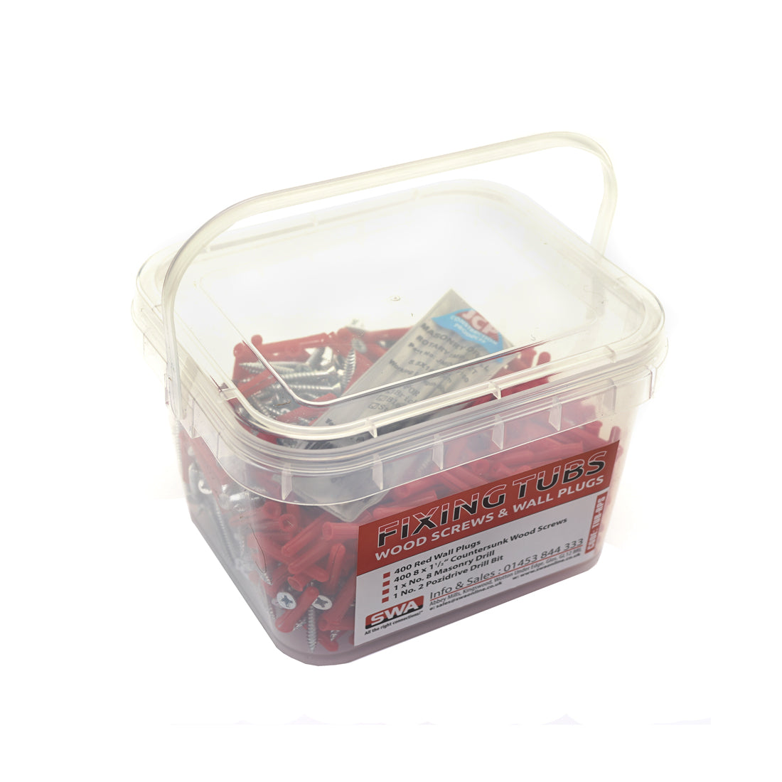 Trade Tub of 400 Red Plugs c/w screws., Morgans OJ