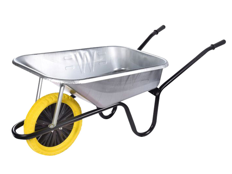 90L Galvanised Builder's Wheelbarrow - Puncture Proof, Walsall