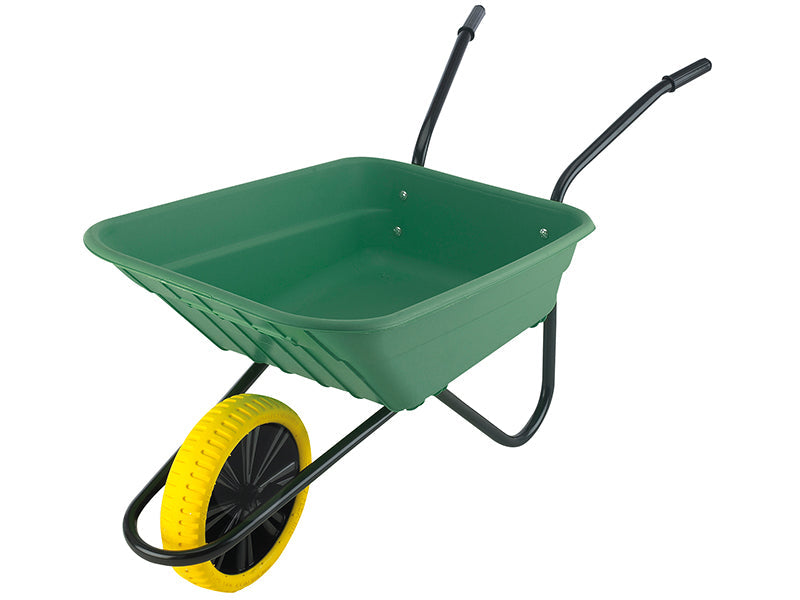 Boxed 90L Green Polypropylene Wheelbarrow - Puncture Proof, Walsall