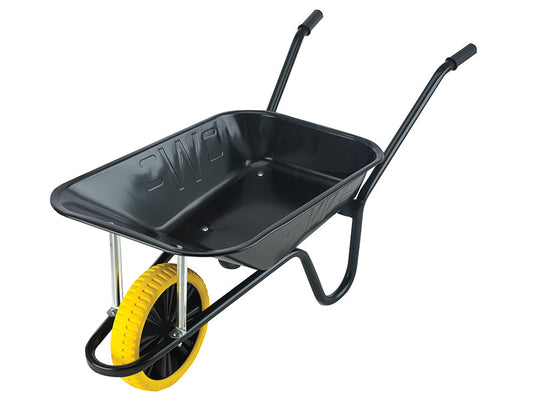 85L Contractor Black Heavy-Duty Builder's Wheelbarrow - Puncture Proof, Walsall