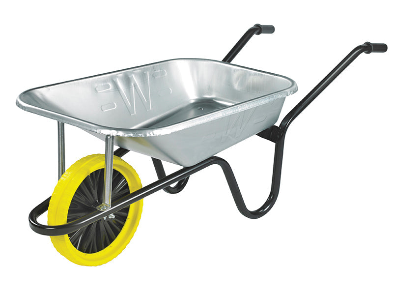 85L Galvanised Heavy-Duty Builder's Wheelbarrow - Puncture Proof, Walsall