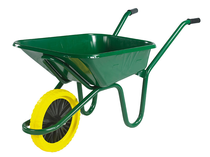 90L Green Heavy-Duty Endurance Wheelbarrow - Puncture Proof, Walsall