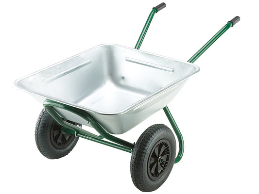 175L Galvanised Garden Twin Wheelbarrow, Walsall