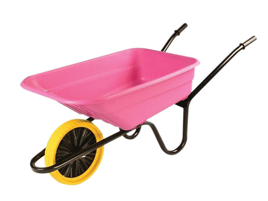 90L Pink Polypropylene Wheelbarrow - Puncture Proof, Walsall